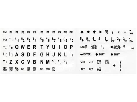 Large Legend Self Adhesive Keycap Overlays Black On White Kbc Olay