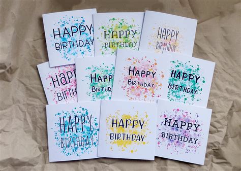 Happy Birthday Greeting Cards Pack Set Of Happy Birthday Etsy Uk