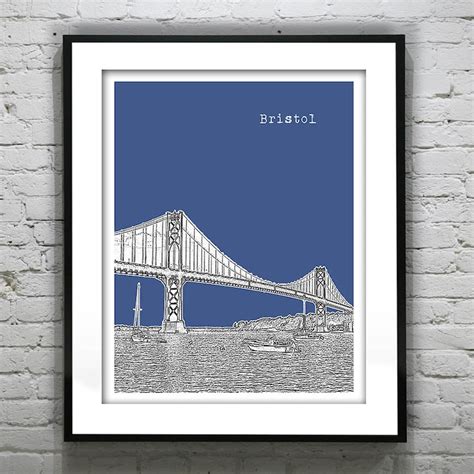 Bristol Rhode Island Skyline Poster Art Print RI Mount Hope - Etsy