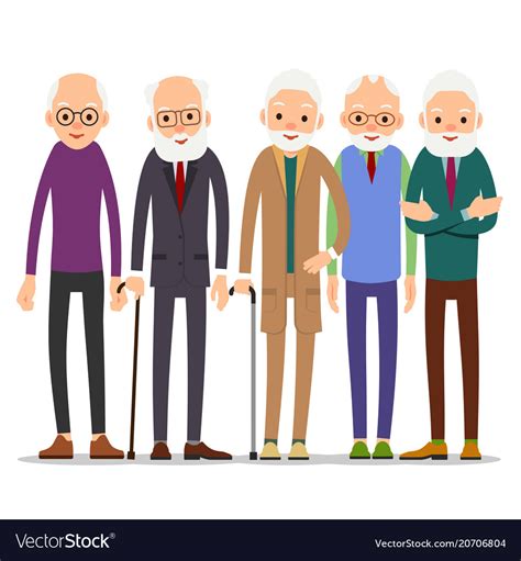 Group Of Old People Older Man Character Royalty Free Vector