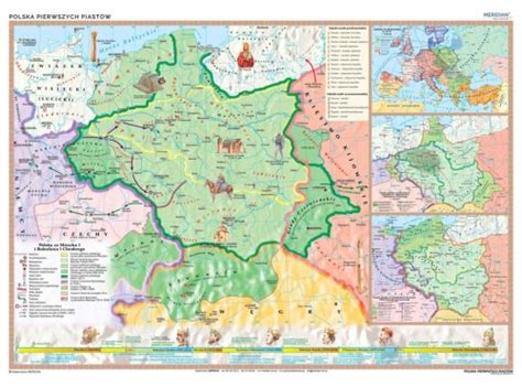 Polska Pierwszych Piast W Mapa Szkolna Na Cian