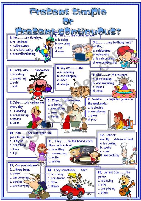 Present Continuous Vs Present Simple Esl Worksheet By El Samreyah