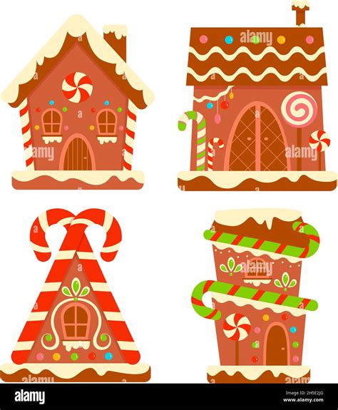 Weihnachten Cartoons Clip Art Lebkuchen Haus Clipart Set Vektor