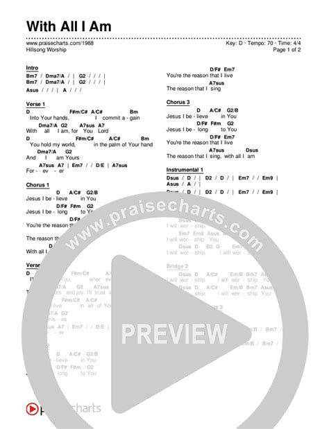 With All I Am Chords PDF (Hillsong Worship) - PraiseCharts