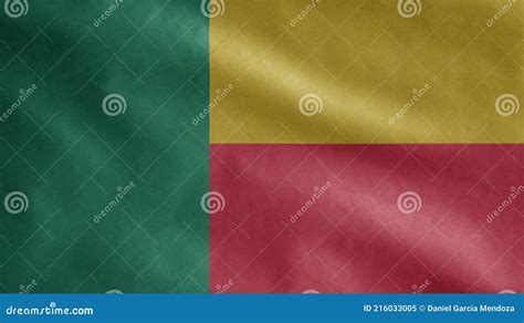 Beninese Flag Waving in the Wind. Close Up of Benin Banner Blowing ...