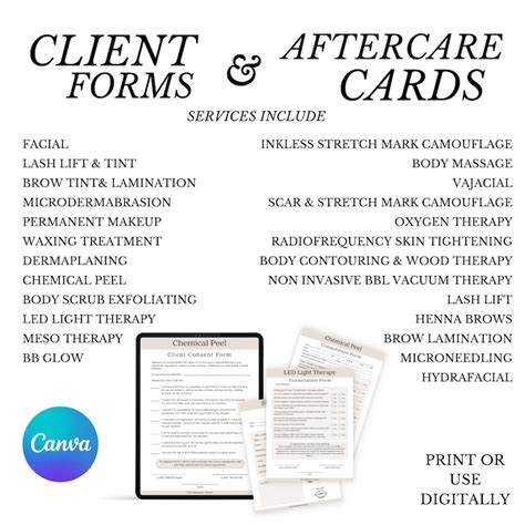 Esthetician Consent Forms Esthetician Forms Bundle Esthetician Templates Facial Consent Forms