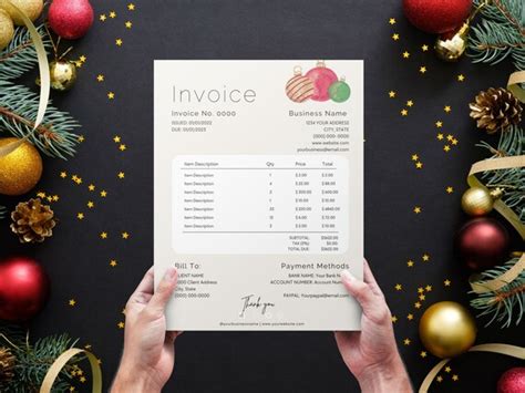 Christmas Invoice Template Bundle Minimal Invoice Modern Etsy