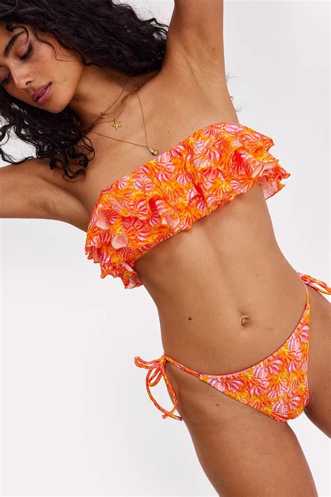 Haut De Bikini Orange Avec Imprim Floral Loavies