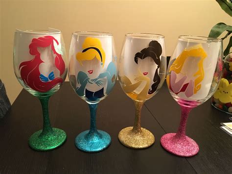 Disney princess wine glasses | Diy disney wine glasses, Disney princess ...