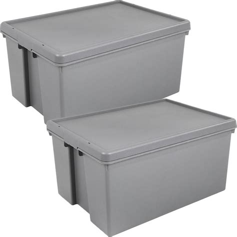 Wham Grey Heavy Duty Upcycled Box Lid 96l Storage Box • Price