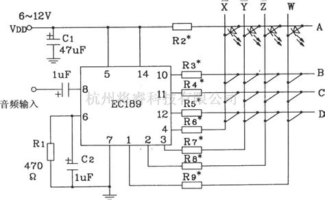 灯光控制中的音响彩灯控制集成电路ecl89的典型应用电路图 将睿