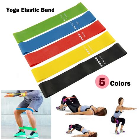 5 Colors Yoga Resistance Rubber Bands Indoor Outdoor Fitness Equipment