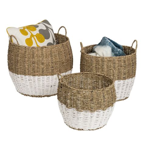 Highland Dunes Round Nesting Seagrass 3 Piece Wicker Rattan Basket Set And Reviews Wayfair