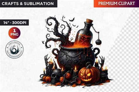 Halloween Witch cauldron clipart,goth halloween clipart