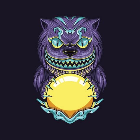 Ilustración oscura del gato de cheshire Vector Premium