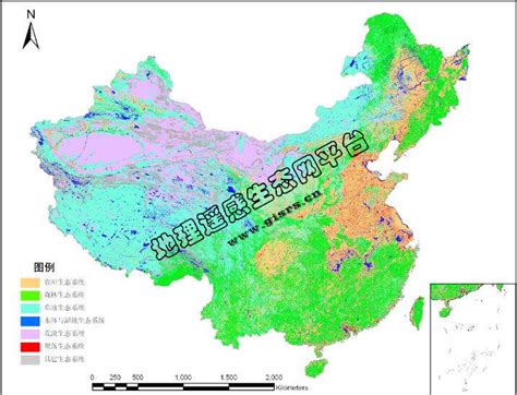 中国二级陆地生态系统类型空间分布数据 地理遥感生态网