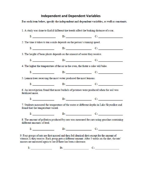 Independent And Dependent Variables Worksheet Live Worksheets Worksheets Library