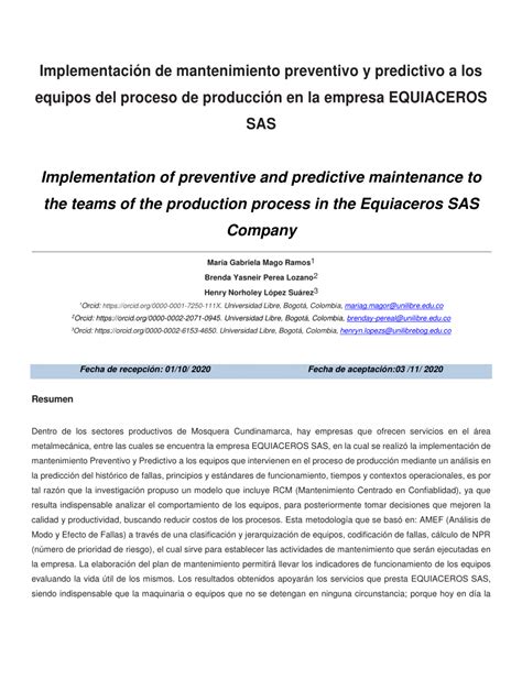 PDF Implementación de mantenimiento preventivo y predictivo a los