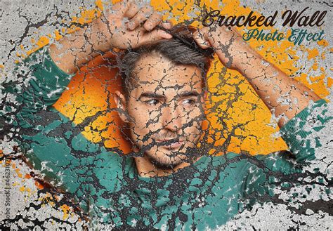 Cracked Wall Photo Effect Mockup Stock Template | Adobe Stock