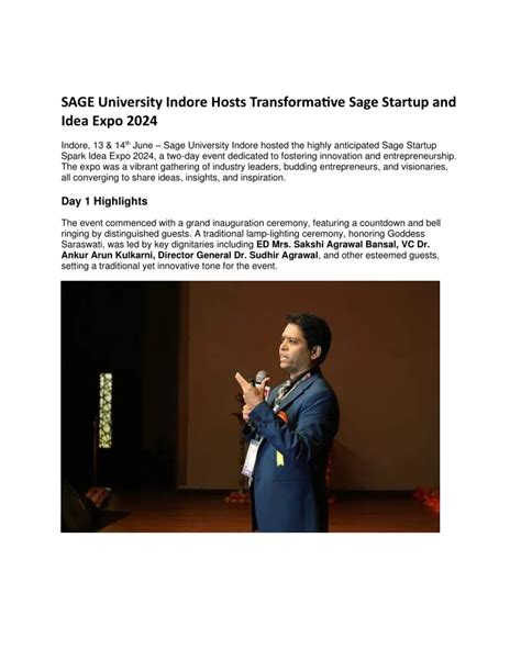 PPT STARTUP Conclave In Indore At SAGE University Indore MP India