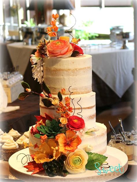 Fall Semi Naked Cake Decorated Cake By Sweet Heaven CakesDecor