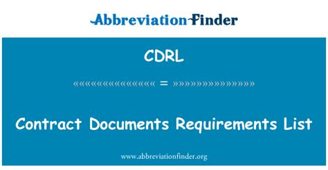 CDRL 代表 合同文件要求列表 Contract Documents Requirements List