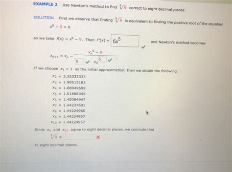 Solved Example Use Newton S Method To Find Correct To Chegg