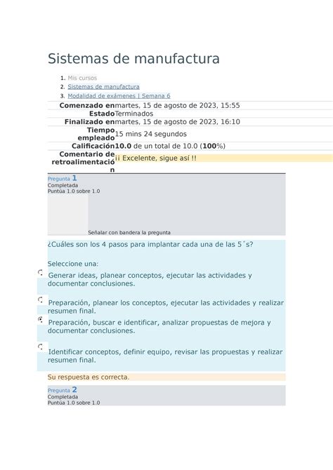 Sistemas De Manofactura Sexamen Seman Utel Sistemas De Manufactura