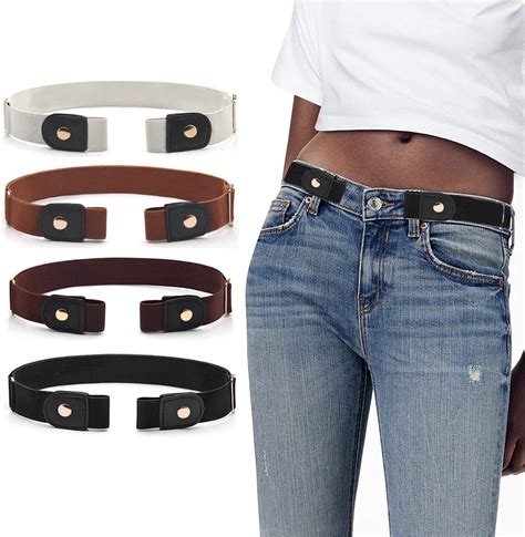 Bodychum No Buckle Belts for Women Jean Belts Elastic Stretch Belt Female Invisible Fashion ...