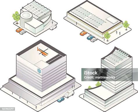 Isometric Medical Buildings向量圖形及更多建築物外觀圖片 建築物外觀 等軸測投影 醫院 Istock