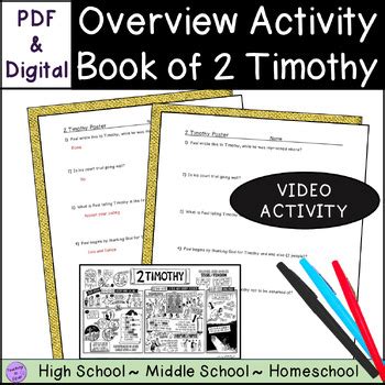 2 Timothy Bible Summary Overview Activity by Teaching to Equip | TPT