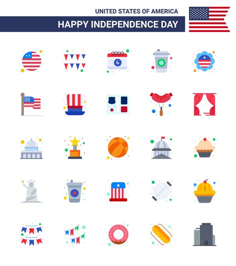 Flat Pack of 25 USA Independence Day Symbols of american international ...