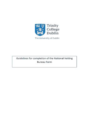 Fillable Online Tcd Guidelines For Completion Of The National Vetting