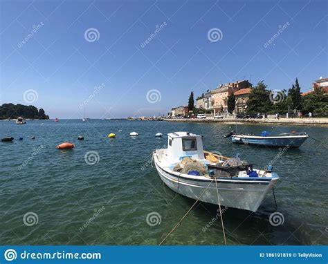 Fishing Boat At The Waterfront In Rovinj Stock Image Image Of House