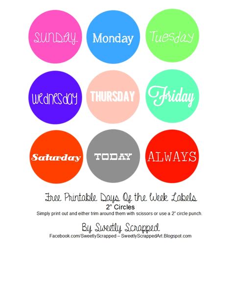 Days Of The Week Labels Free Printable