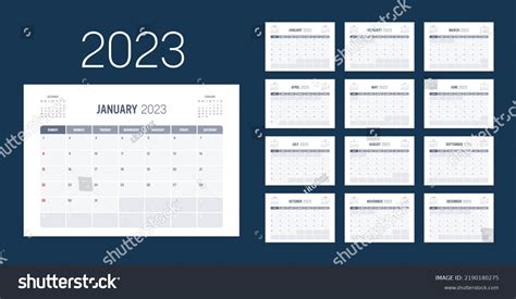 Year 2023 Monthly Calendar Week Starts Stock Vector (Royalty Free) 2190180275 | Shutterstock