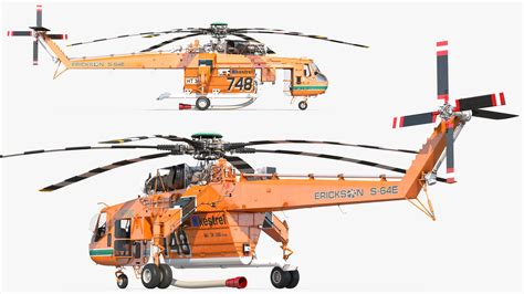 Sikorsky S-64 Skycrane Firefighting Helicopter 3D Model $149 - .fbx .ma ...