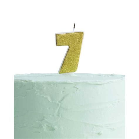 Pick And Mix Gold Glitter Number 7 Candle 6cm Party Delights