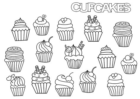 Cupcakes Doodle Pagine Cup Cakes Da Colorare