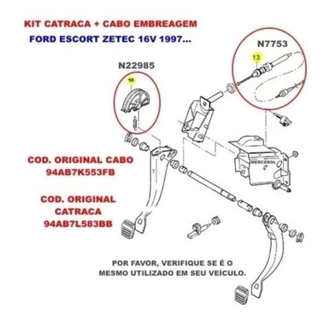 Kit Catraca Embreagem Ford Escort Zetec Completo C Cabo Mercerol