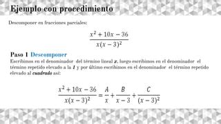 Fracciones Parciales Segundo Caso Denominador Con Factores De Primer