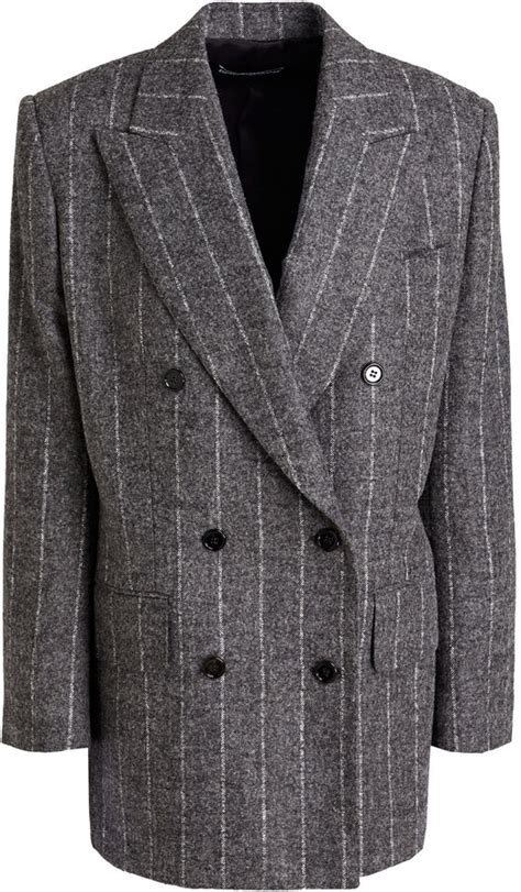 Dolce Gabbana Double Breasted Pinstriped Wool Blend Felt Blazer