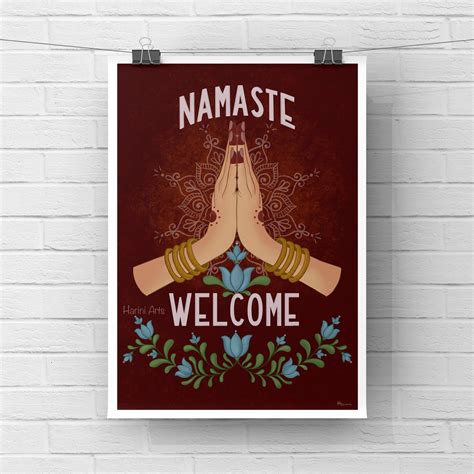 Namaste Wall Decor Namaste Sign Indian Entrance Decor Namaste Welcome Indian Painting - Etsy