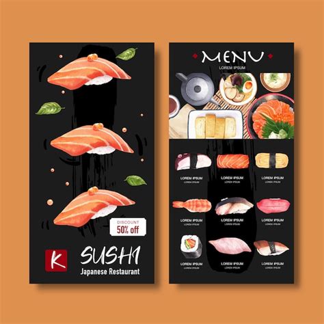 Free Vector Sushi Menu Collection For Restaurant Template With Food