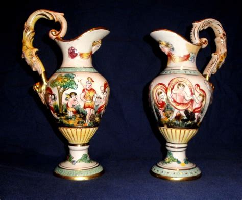 Pair Of Antique Capo Di Monte Neoclassical Urns Jugs EBay