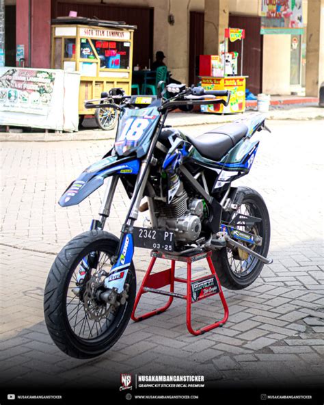 Decal Sticker Kit Supermoto Dirtbike Kawasaki Klx Hitam Biru Fullbody