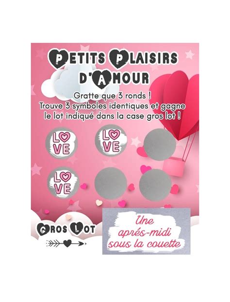 Lot De 6 Cartes à Gratter Petits Plaisirs Damour Pour Votre Amoureuxse