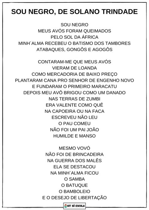 Poemas Para Trabalhar O Dia Da Consci Ncia Negra S Escola