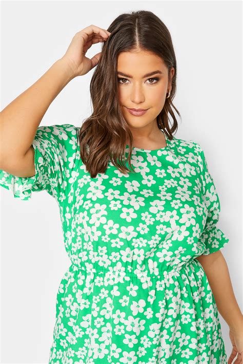 Yours Plus Size Green Floral Peplum Top Yours Clothing