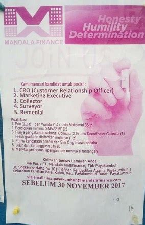 Lowongan Kerja Pt Mandala Multifinance Tbk